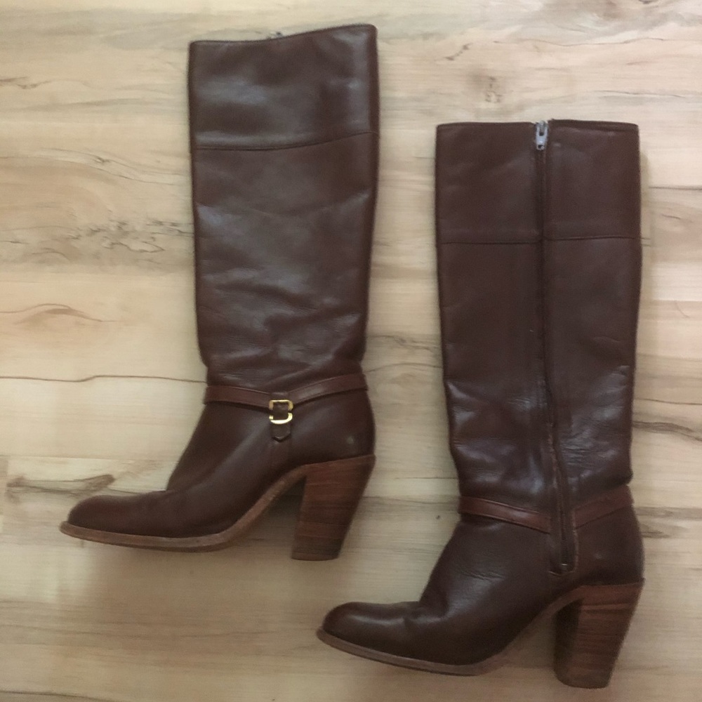 Retro Frye Harness Buckle Stacked Boots
